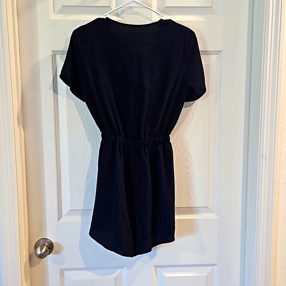 Women's XS shorts jumpsuit / romper with exposed midriff, Navy Blue - Picture 3 of 4